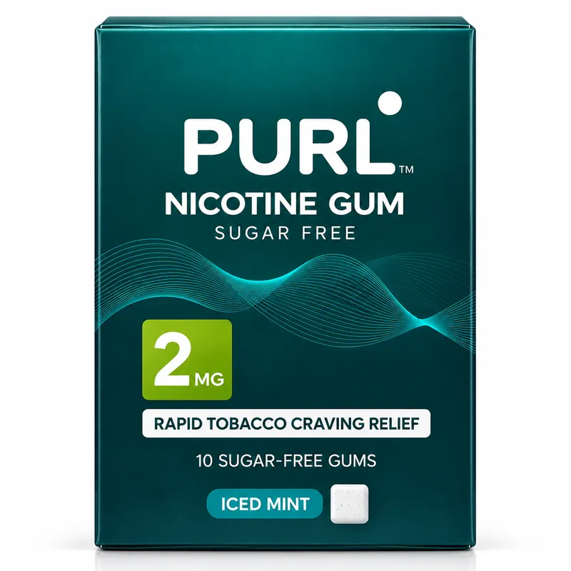 PURL Nicotine Gum 2mg Iced Mint, pack of 10 sugar-free gums